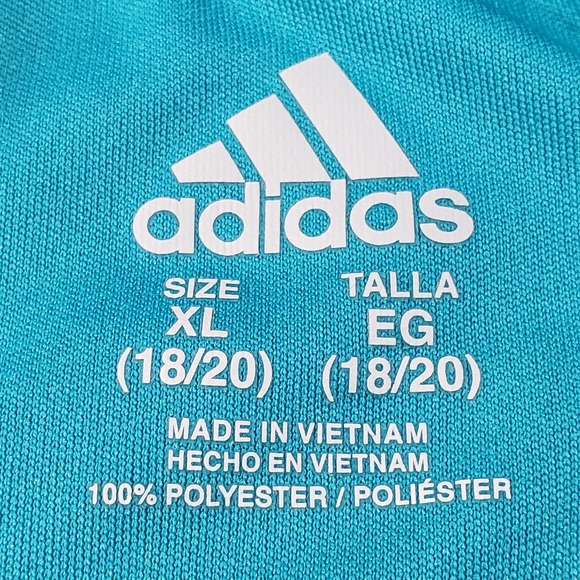 ADIDAS Boys XL (18/20) Logo T - Shirt Turquoise - Picture 5 of 10